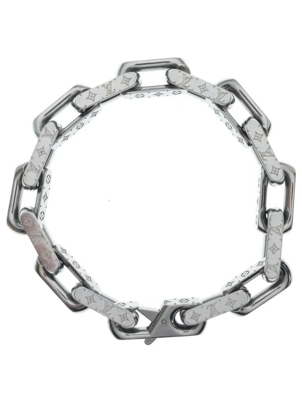Louis Vuitton Bracelet Monogram Chain Metal Silver